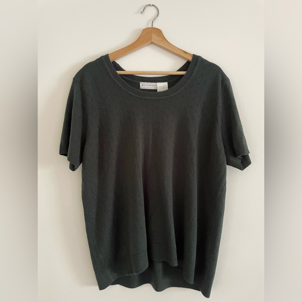 Dark Green Women's pointelle sweater
